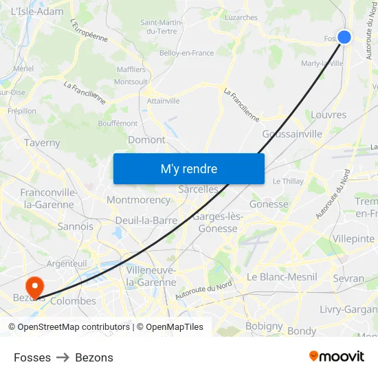 Fosses to Bezons map