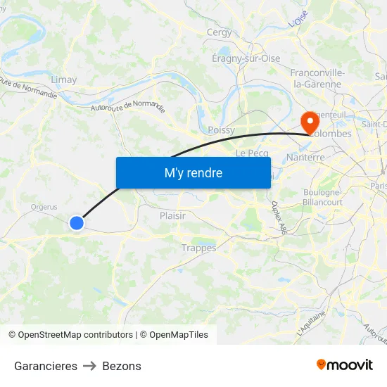 Garancieres to Bezons map