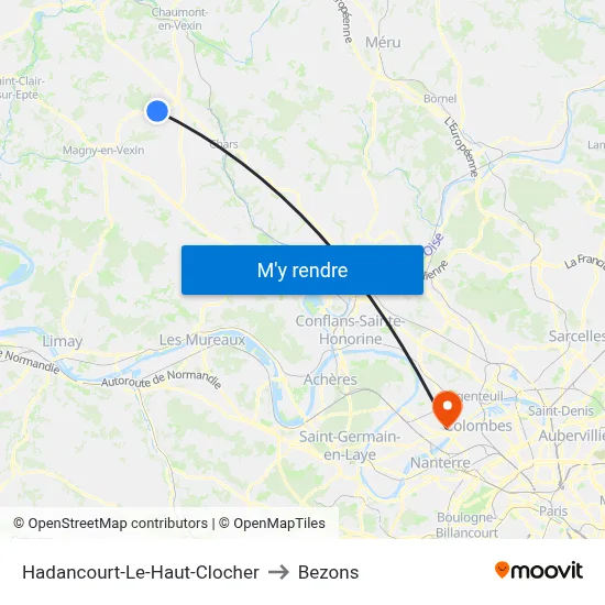 Hadancourt-Le-Haut-Clocher to Bezons map