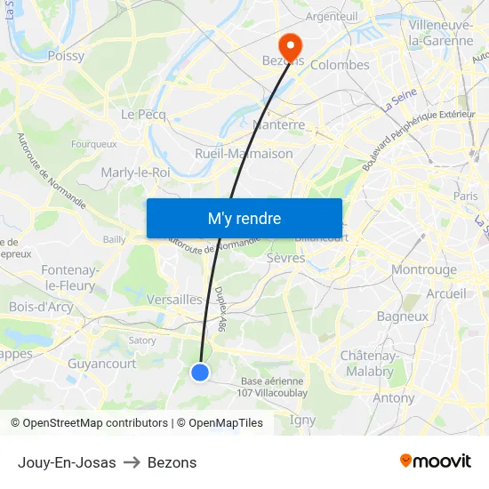 Jouy-En-Josas to Bezons map
