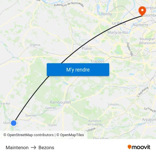 Maintenon to Bezons map