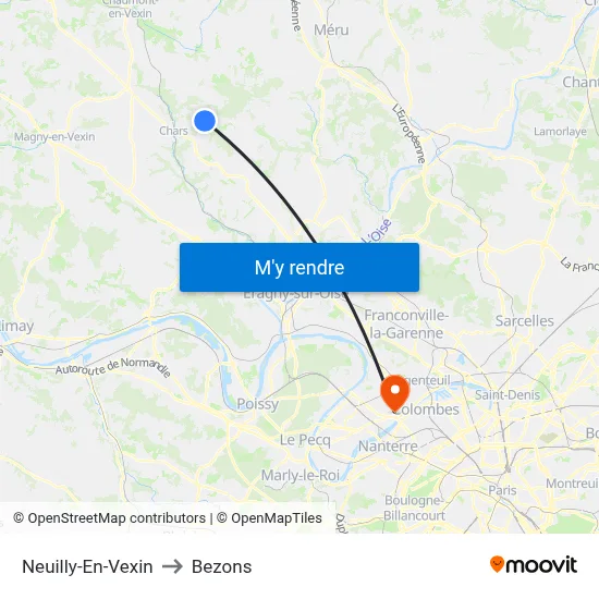 Neuilly-En-Vexin to Bezons map