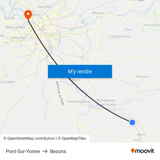 Pont-Sur-Yonne to Bezons map
