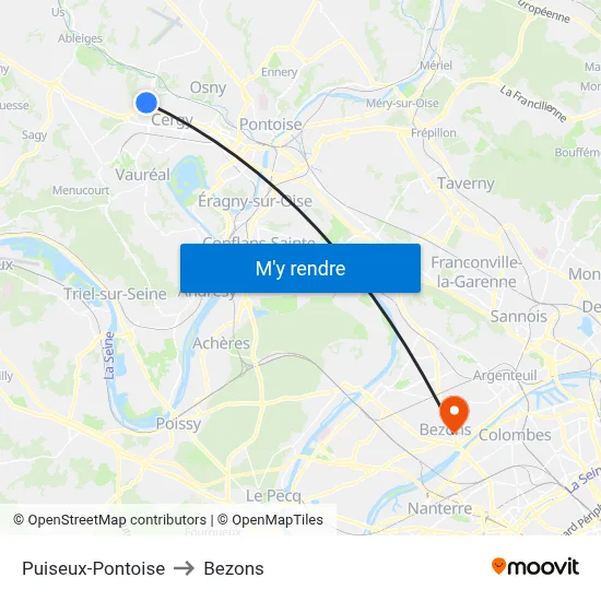 Puiseux-Pontoise to Bezons map