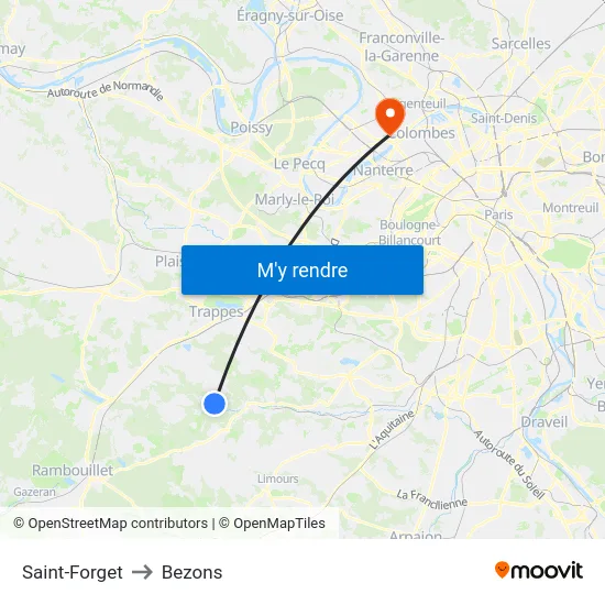 Saint-Forget to Bezons map
