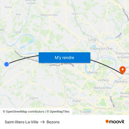 Saint-Illiers-La-Ville to Bezons map