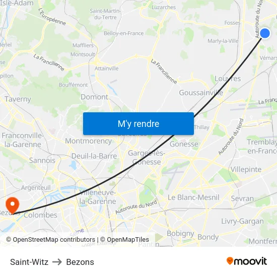 Saint-Witz to Bezons map