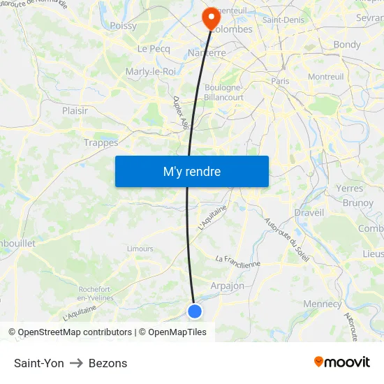 Saint-Yon to Bezons map