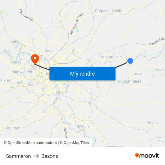 Sammeron to Bezons map