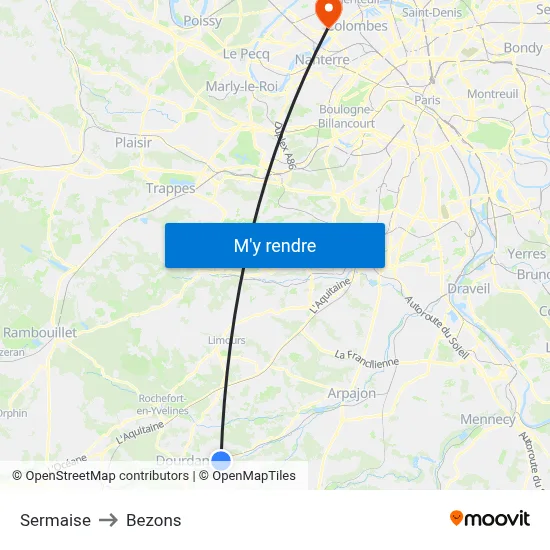 Sermaise to Bezons map