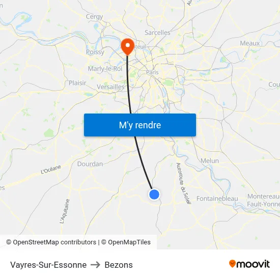 Vayres-Sur-Essonne to Bezons map