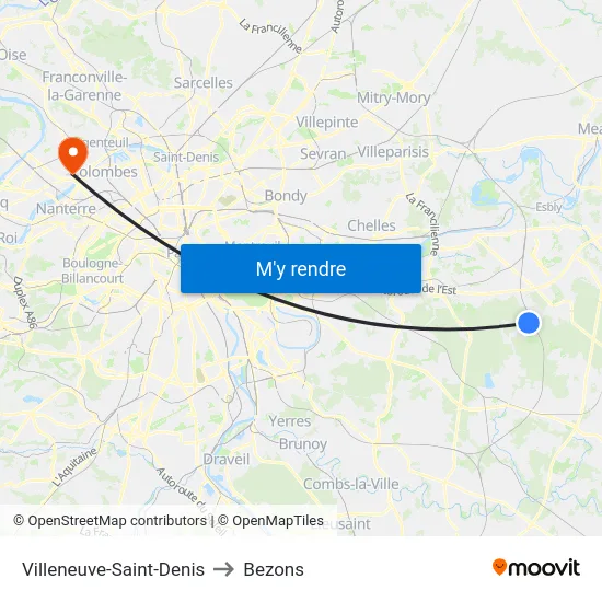 Villeneuve-Saint-Denis to Bezons map