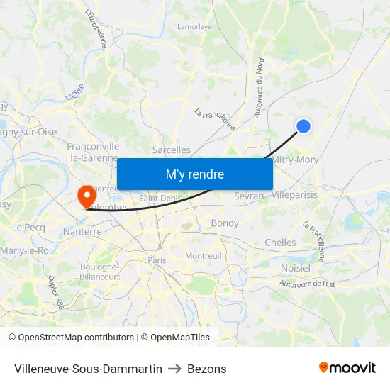 Villeneuve-Sous-Dammartin to Bezons map
