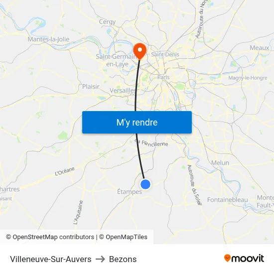 Villeneuve-Sur-Auvers to Bezons map