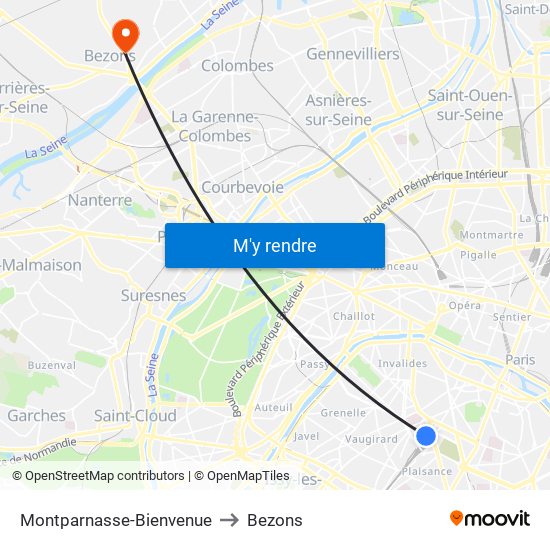 Montparnasse-Bienvenue to Bezons map