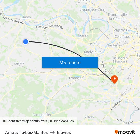 Arnouville-Les-Mantes to Bievres map