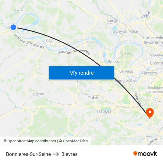 Bonnieres-Sur-Seine to Bievres map