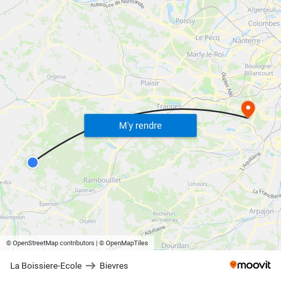La Boissiere-Ecole to Bievres map