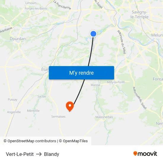 Vert-Le-Petit to Blandy map