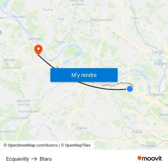 Ecquevilly to Blaru map