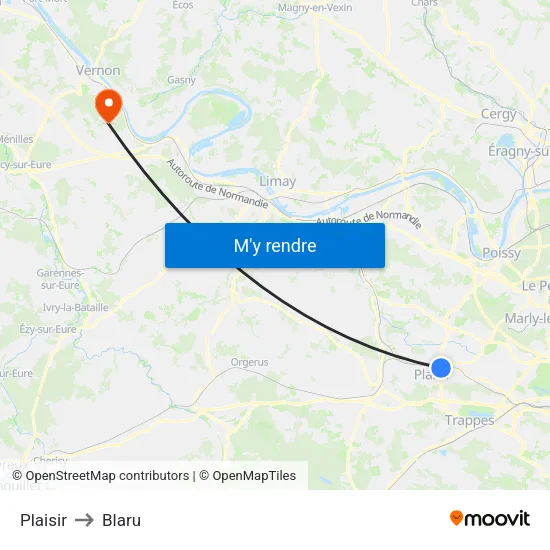 Plaisir to Blaru map