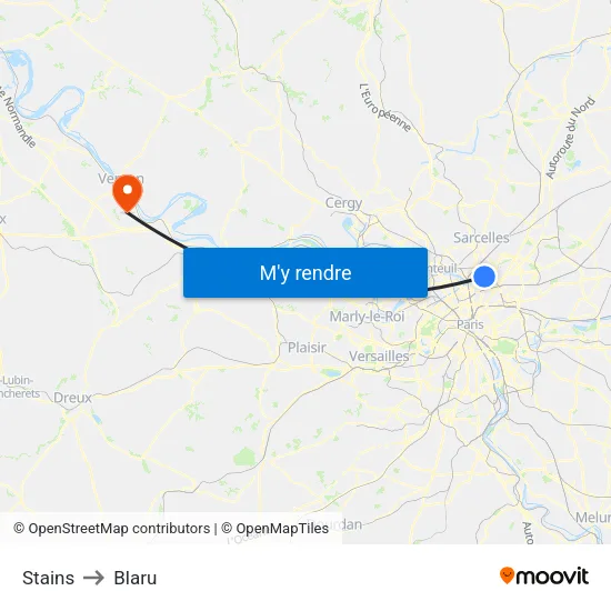 Stains to Blaru map