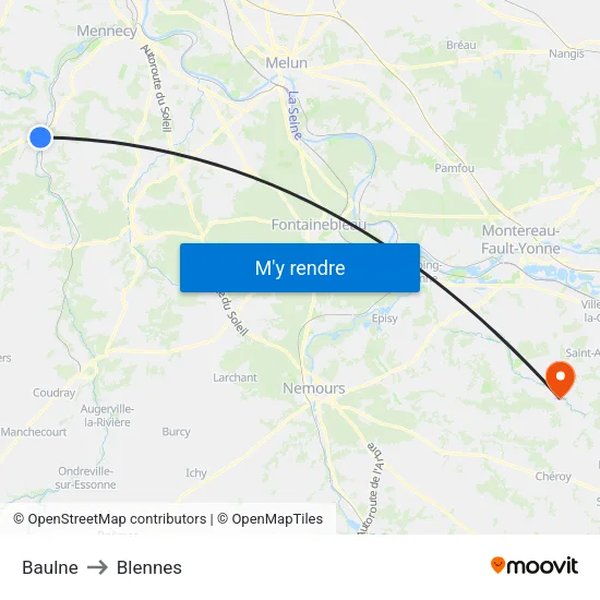 Baulne to Blennes map