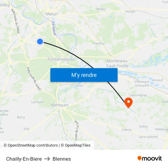 Chailly-En-Biere to Blennes map