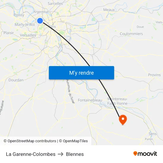La Garenne-Colombes to Blennes map
