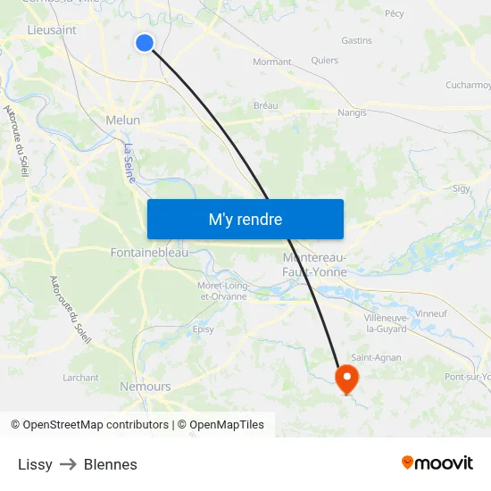 Lissy to Blennes map