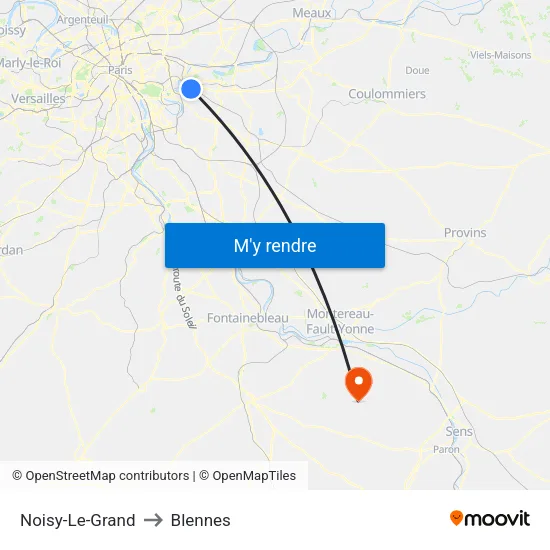 Noisy-Le-Grand to Blennes map