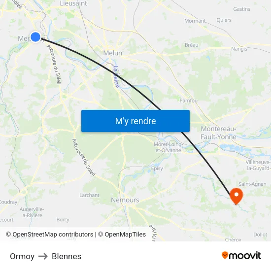 Ormoy to Blennes map
