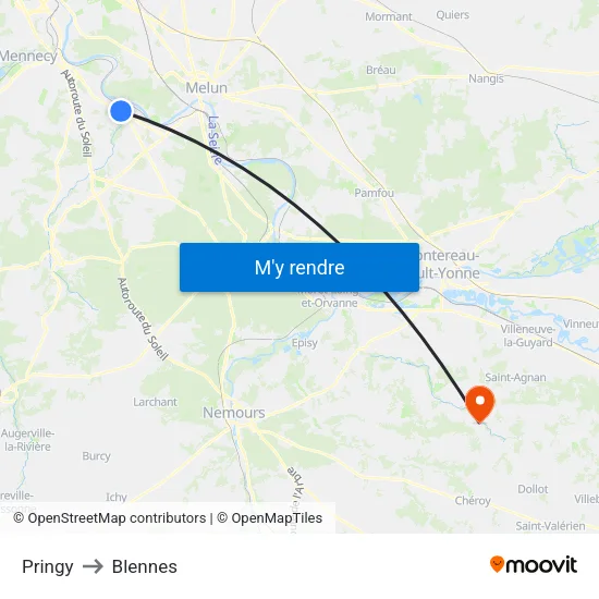 Pringy to Blennes map