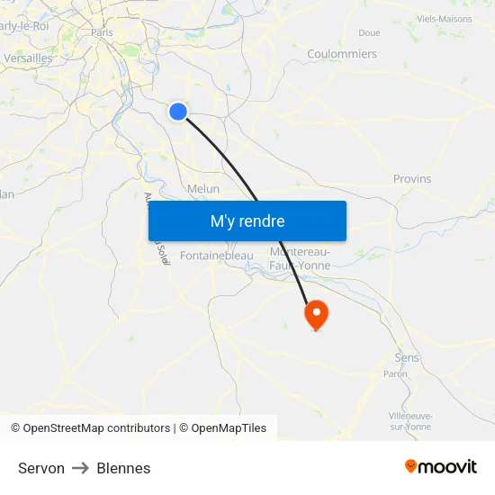 Servon to Blennes map