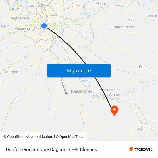 Denfert-Rochereau - Daguerre to Blennes map