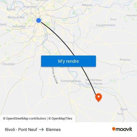 Rivoli - Pont Neuf to Blennes map