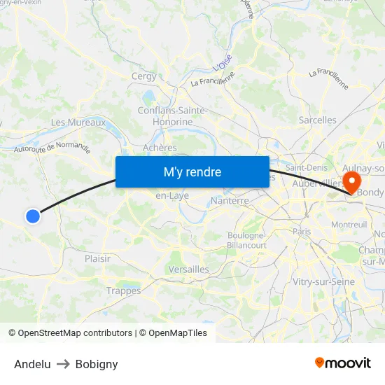 Andelu to Bobigny map