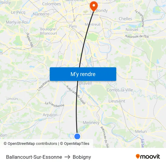 Ballancourt-Sur-Essonne to Bobigny map