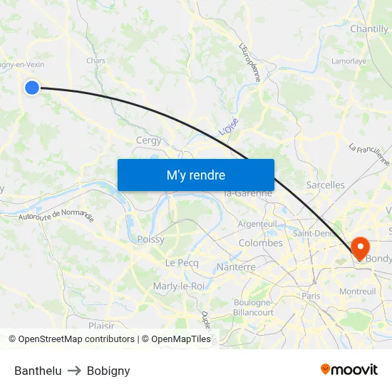 Banthelu to Bobigny map