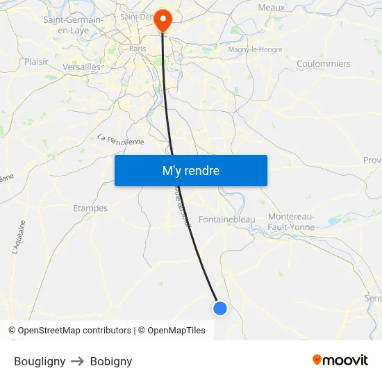 Bougligny to Bobigny map