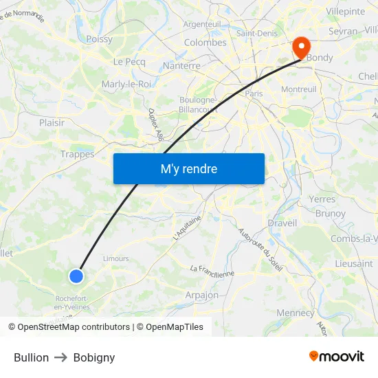 Bullion to Bobigny map