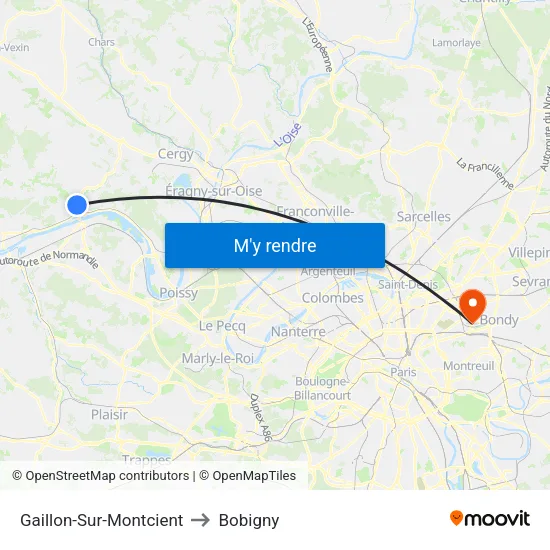 Gaillon-Sur-Montcient to Bobigny map