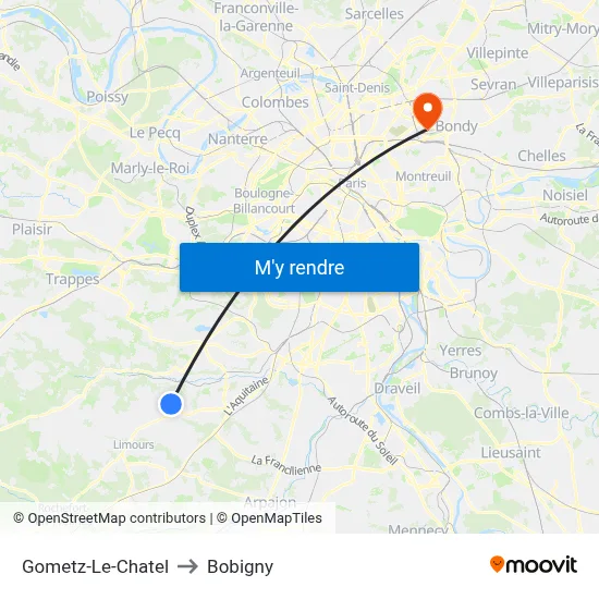 Gometz-Le-Chatel to Bobigny map