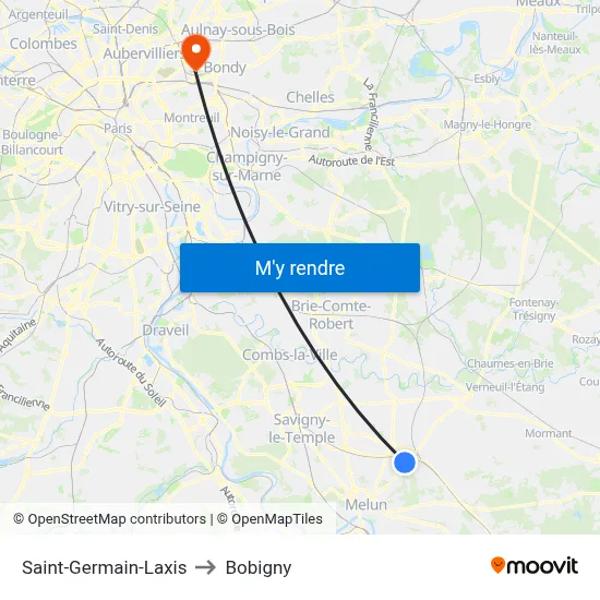 Saint-Germain-Laxis to Bobigny map