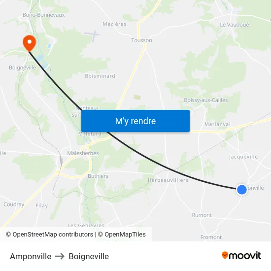 Amponville to Boigneville map