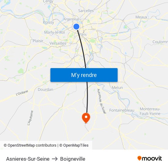 Asnieres-Sur-Seine to Boigneville map
