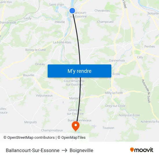 Ballancourt-Sur-Essonne to Boigneville map