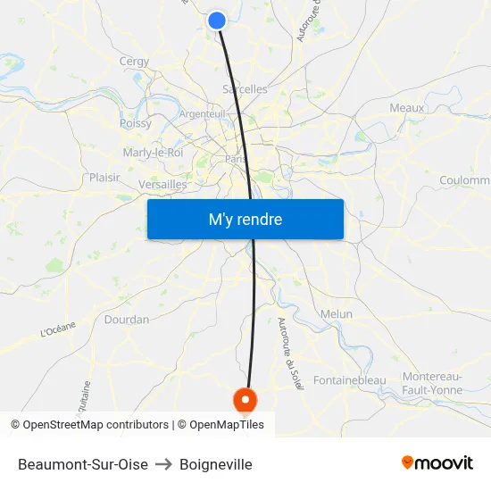 Beaumont-Sur-Oise to Boigneville map