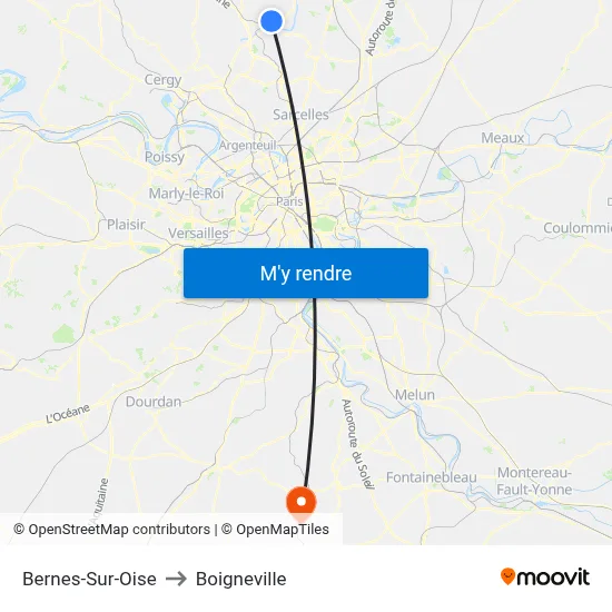 Bernes-Sur-Oise to Boigneville map