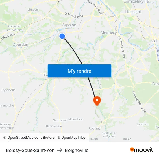 Boissy-Sous-Saint-Yon to Boigneville map